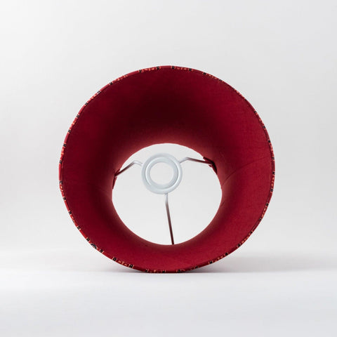 Red Ajrakh Silk Pleated Lamp Shade, 10 x 8 - Eyaas