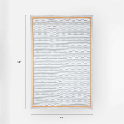 Grey Stripe Cotton Dining Table Cloth 6 Seater 60x90
