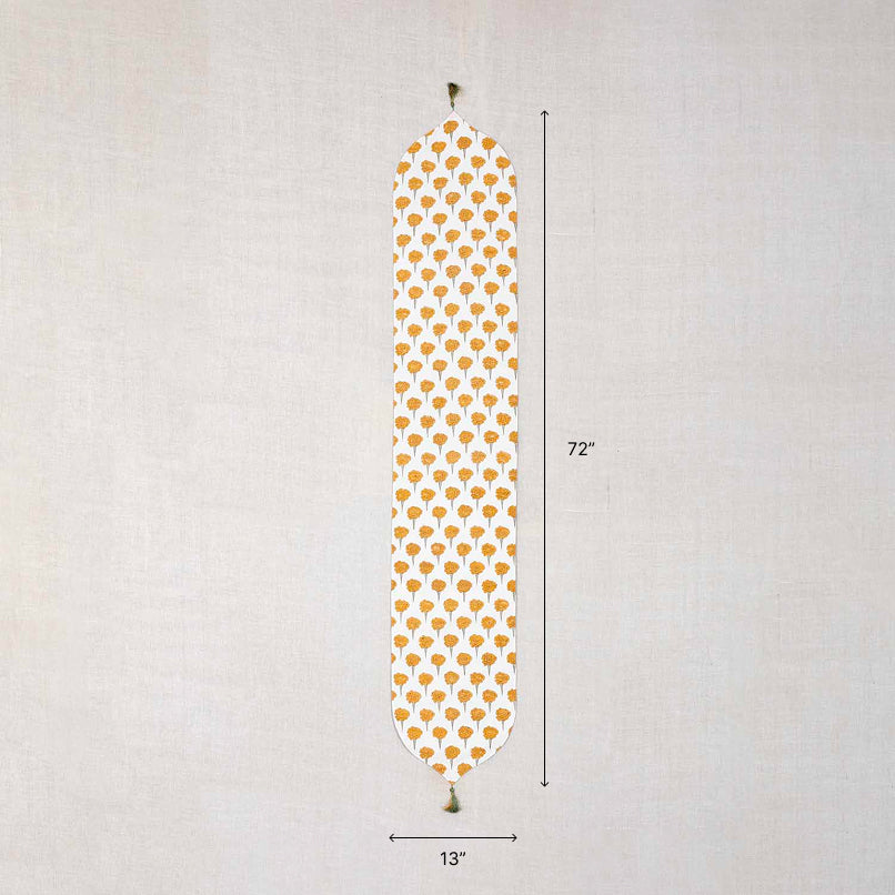 Marigold Buta Block-Printed Chanderi Table Runner