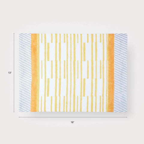 Yellow Stripe Block Printed Placemat 13x18 Inches