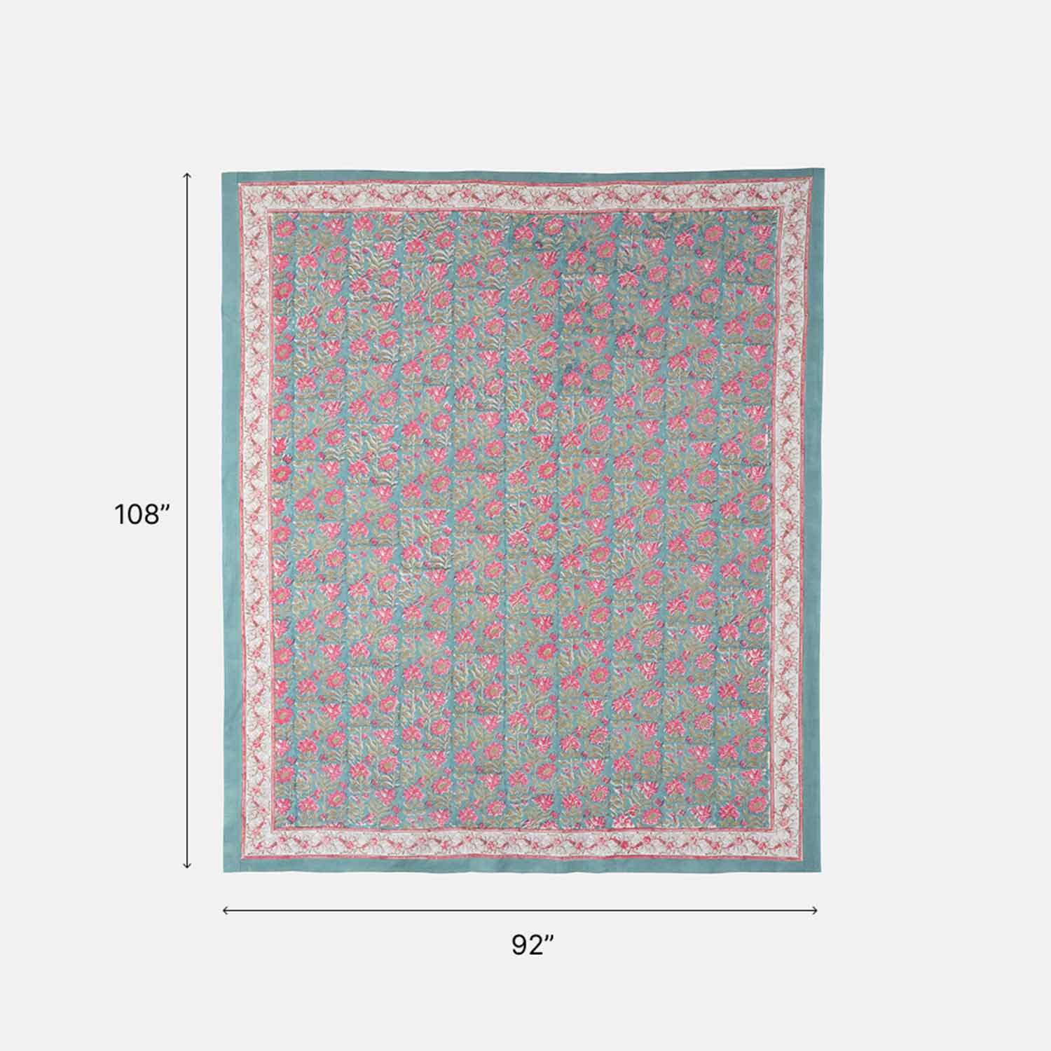 King-size Printed Bedcover With 2 Pillow Cases, Pink & Blue - Eyaas