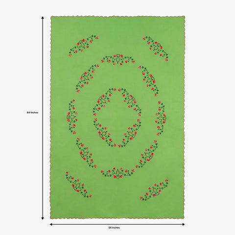 Hand Embroidered Single Bed Cover - Green