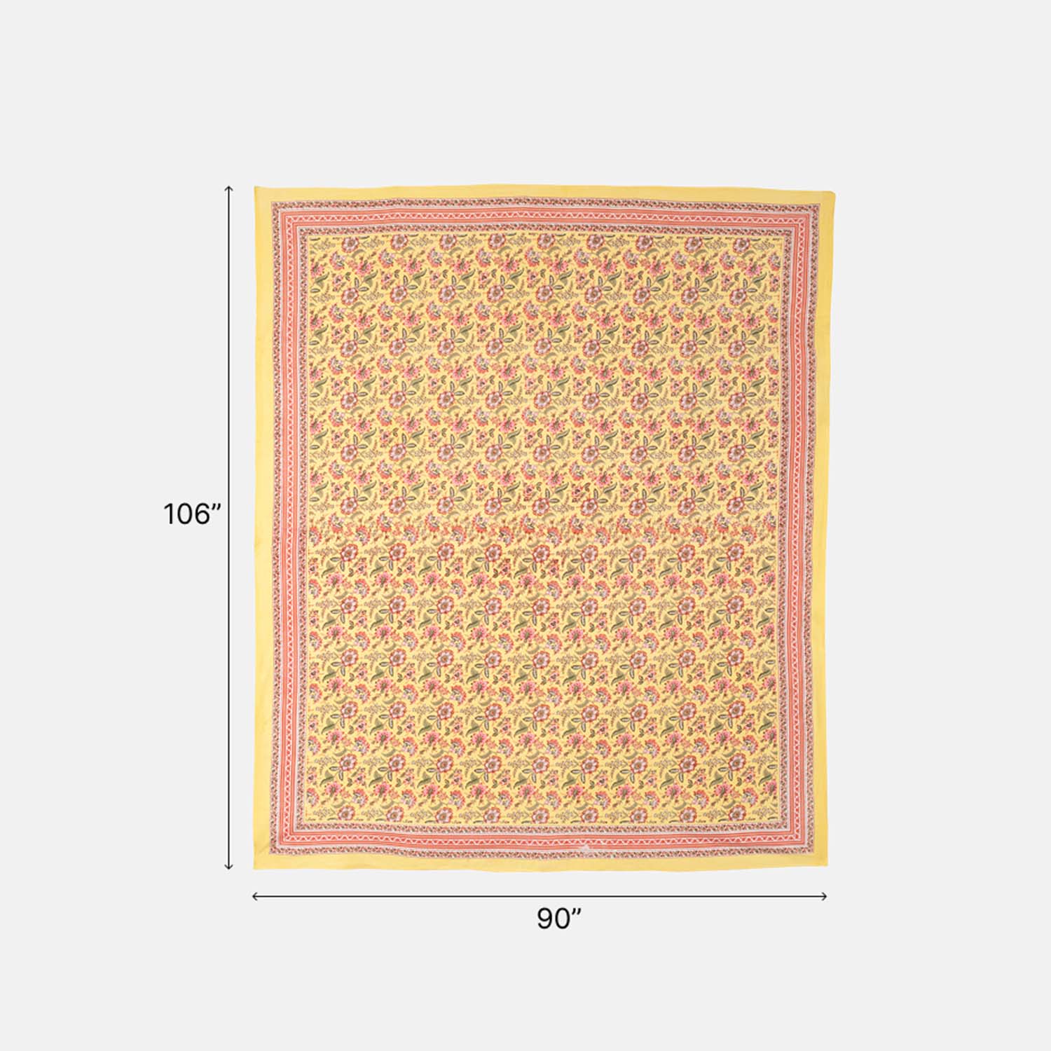 King-size Printed Bedcover With 2 Pillow Cases, Yellow - Eyaas