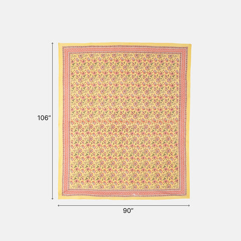 King-size Printed Bedcover With 2 Pillow Cases, Yellow - Eyaas