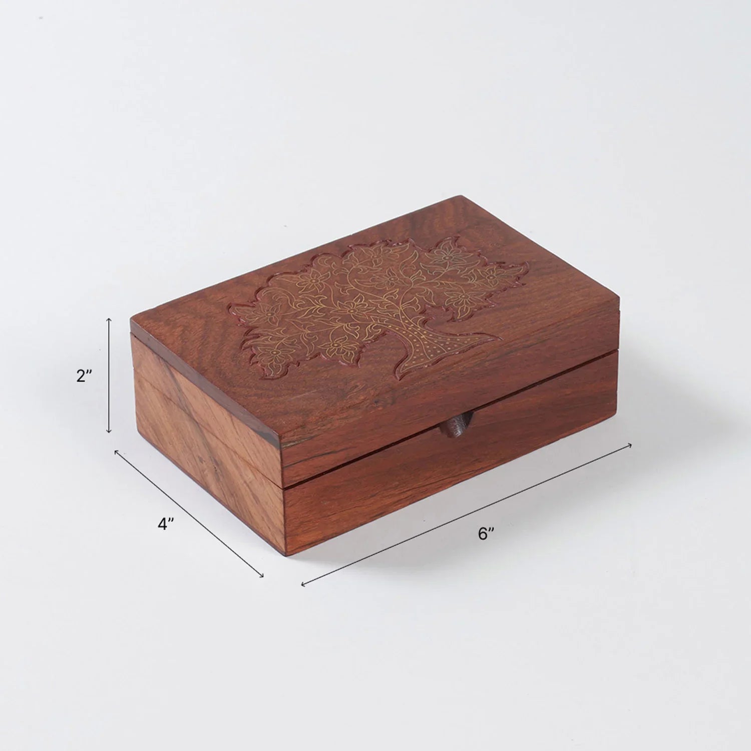 Tree of Life Brass Inlay Woden Box