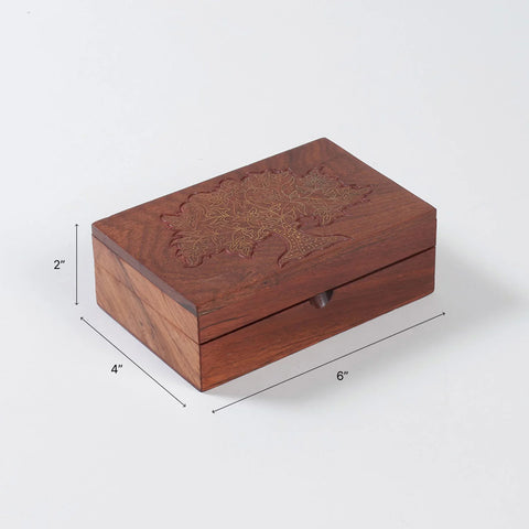 Tree of Life Brass Inlay Woden Box - Eyaas