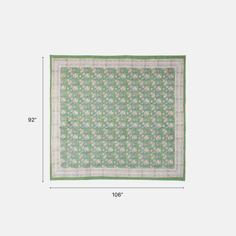 King-size Printed Bedcover With 2 Pillow Cases, Green - Eyaas