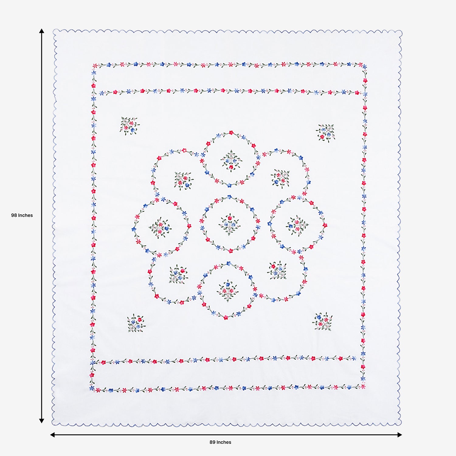 Hand Embroidered Bed Cover - White