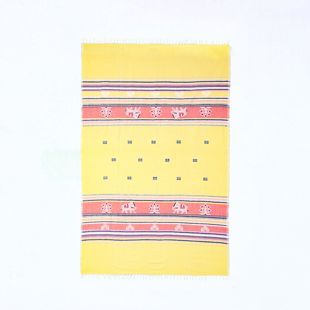 Hand-woven Bawan Buti Single Bedcover, Yellow & Black