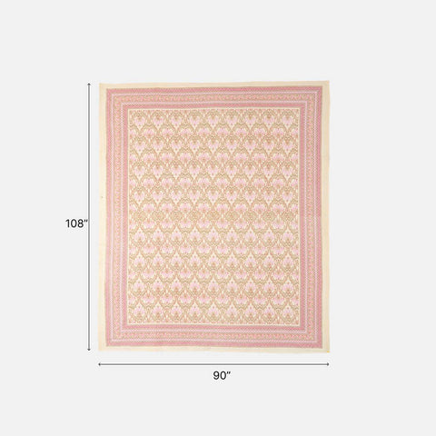 King-size Printed Bedcover With 2 Pillow Cases, Pink - Eyaas