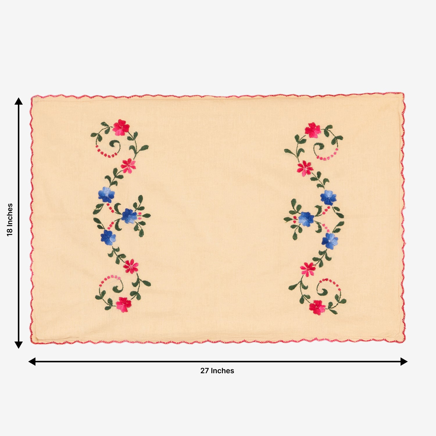 Hand Embroidered Bed Cover - Peach