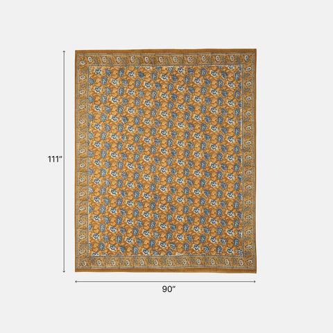 King-size Printed Bedcover With 2 Pillow Cases, Ochre - Eyaas