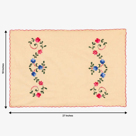 Hand Embroidered Bed Cover - Peach - Eyaas