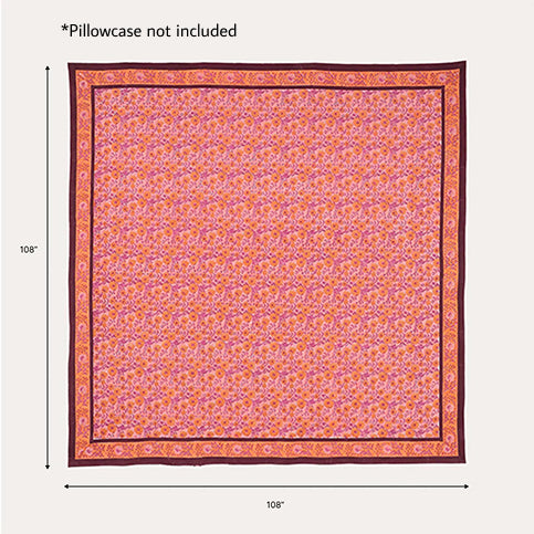 Marigold Jaal Pink Block Printed King & Super King Bedcover