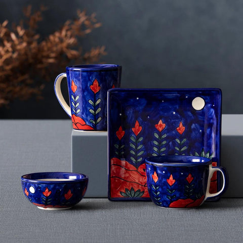 Mountain Ceramic Square Serving Platter Set of 2 - Eyaas