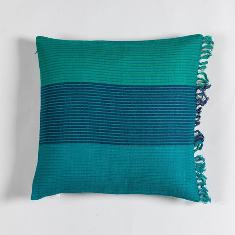 Upcycled Turquoise & Blue Wool Cushion Cover - 16x16 - Eyaas