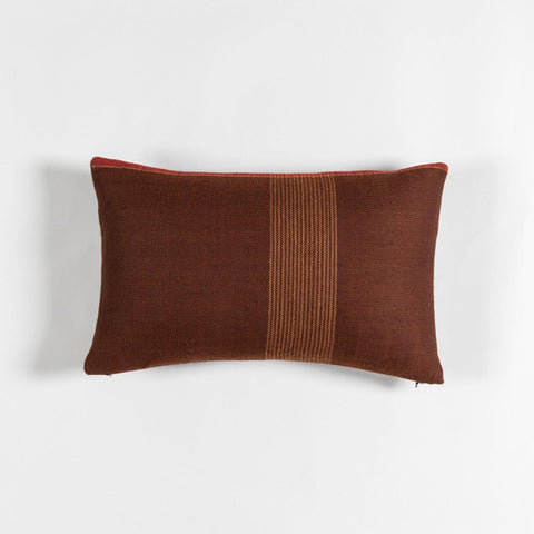 Upcycled Wool & Silk 12x18 Cushion Cover, Chocolate Brown - Eyaas