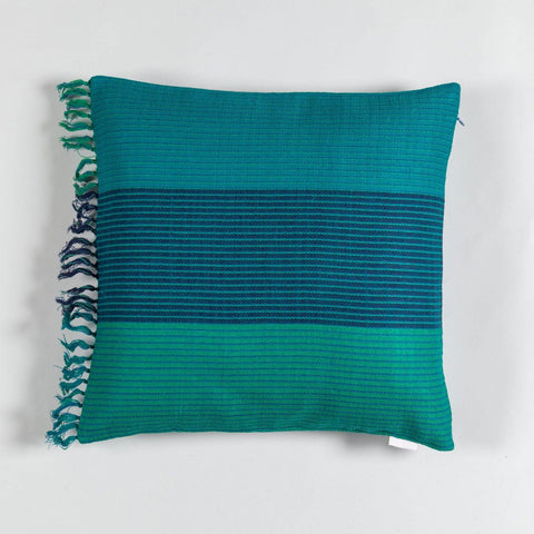 Upcycled Turquoise & Blue Wool Cushion Cover - 16x16 - Eyaas