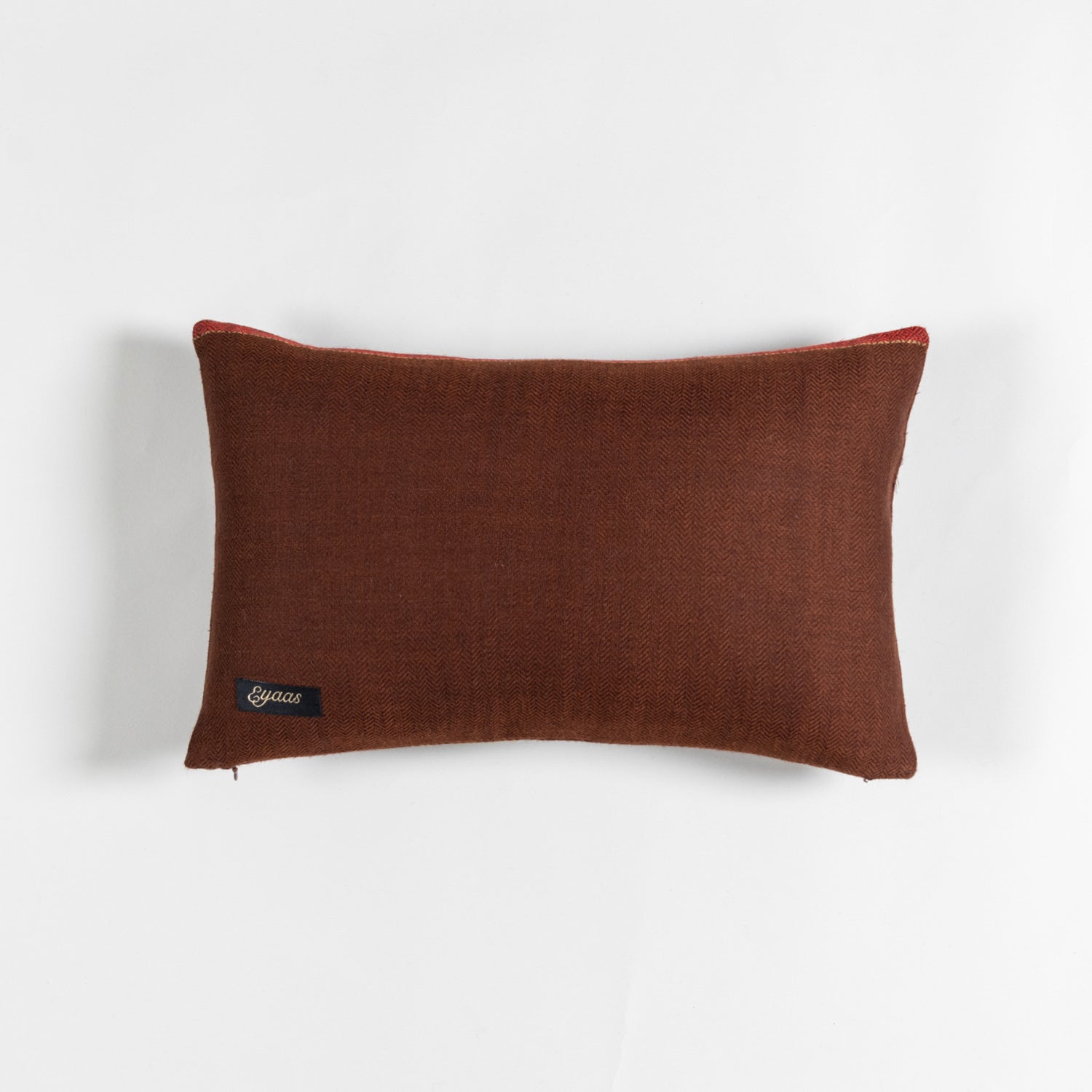 Handwoven Upcycled Chocolate Brown Wool & Oak Silk Cushion Cover - 12x18