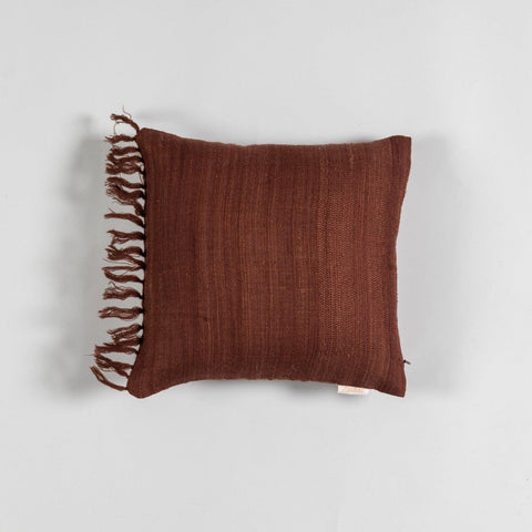 Upcycled Wool & Silk 12x12 Cushion Cover, Chocolate Brown - Eyaas