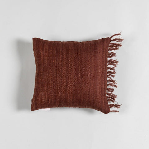 Upcycled Wool & Silk 12x12 Cushion Cover, Chocolate Brown - Eyaas
