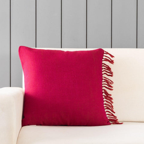 Upcycled Magenta with Orange Border Cushion Cover - 18x18 - Eyaas