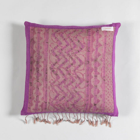 Upcycled & Zigzag 16x16 Cushion Cover, Purple & Lilac - Eyaas