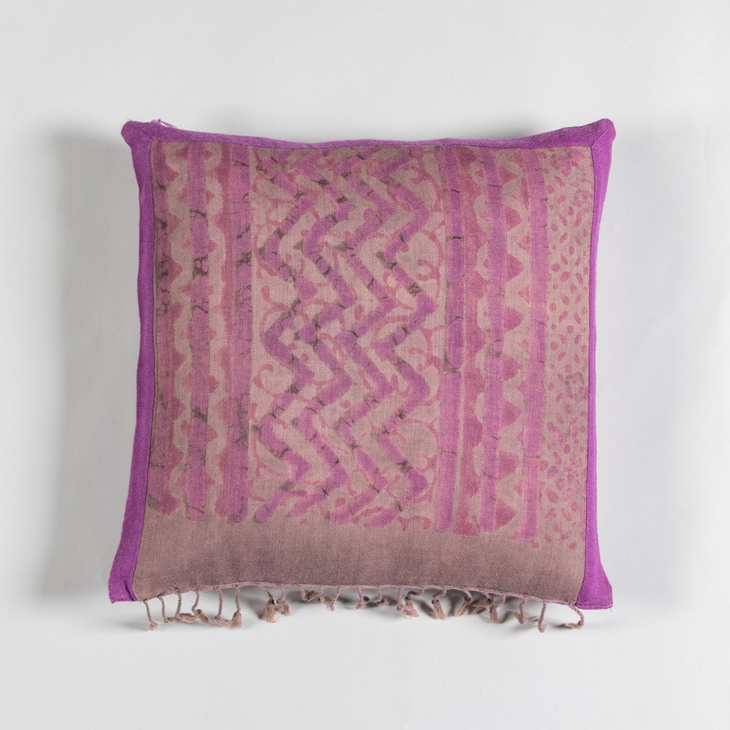 Handwoven Upcycled Purple & Lilac Wool Cushion Cover - 16x16