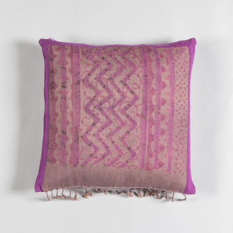 Upcycled & Zigzag 16x16 Cushion Cover, Purple & Lilac - Eyaas