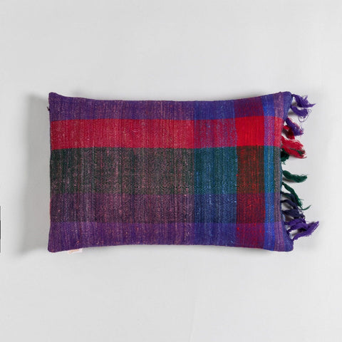 Upcycled Wool & Silk 12x18 Cushion Cover, Multicolour - Eyaas