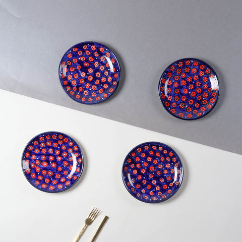 Floral Ceramic Breakfast Plates 8 Inch Set of 2, Blue