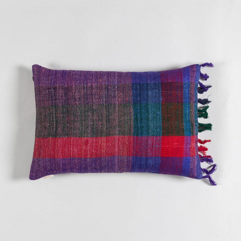 Upcycled Wool & Silk 12x18 Cushion Cover, Multicolour - Eyaas