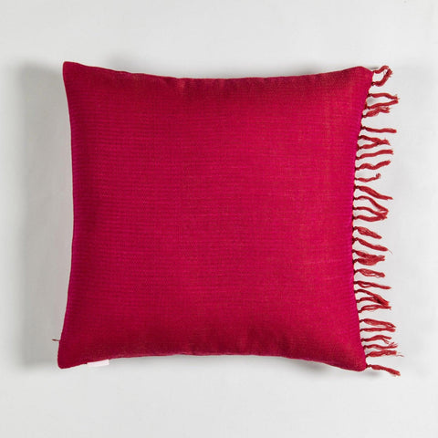 Upcycled Magenta with Orange Border Cushion Cover - 18x18 - Eyaas