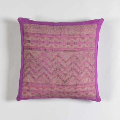 Upcycled & Zigzag 16x16 Cushion Cover, Purple & Lilac - Eyaas