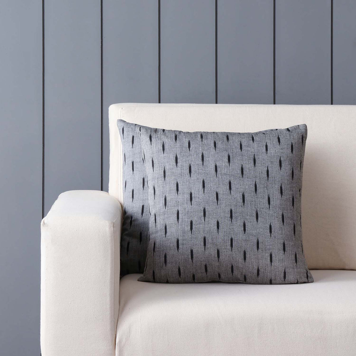 Ikat Cushion Cover 16x16, Set of 2, Grey