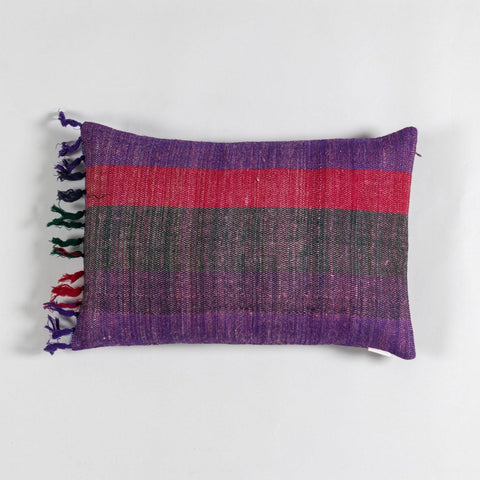 Upcycled Wool & Silk 12x18 Cushion Cover, Multicolour - Eyaas