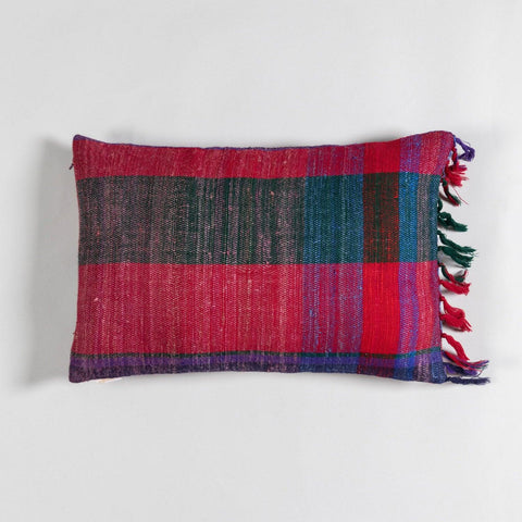 Upcycled Wool & Silk 12x18 Cushion Cover, Multicolour - Eyaas