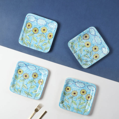Sunflower Ceramic Square Serving Platter Set of 2