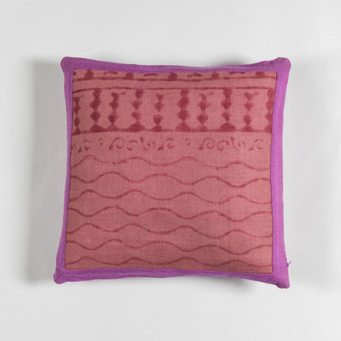 Block Printed 16x16 Cushion Cover, Purple & Lilac - Eyaas