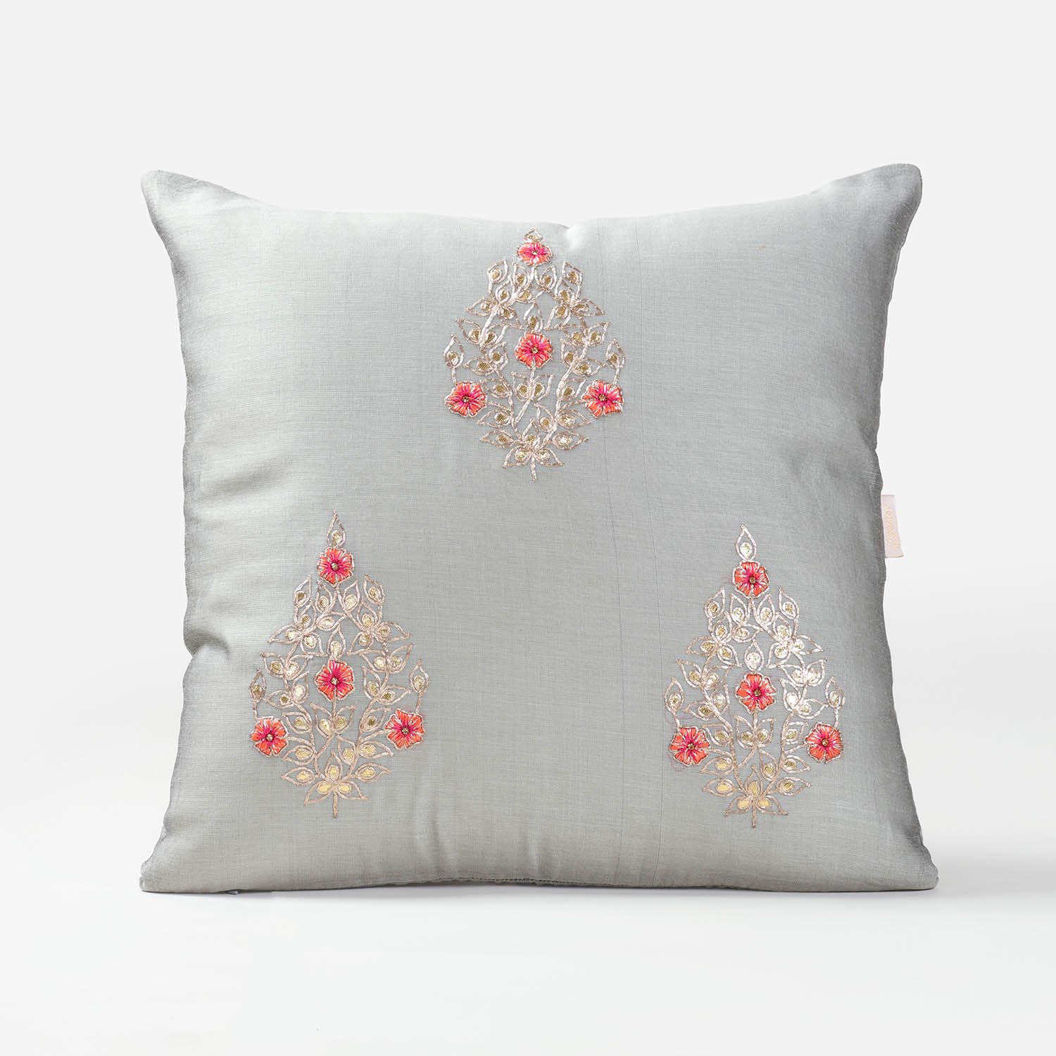 Embroidered Chanderi Cushion 16x16 - Set of 2