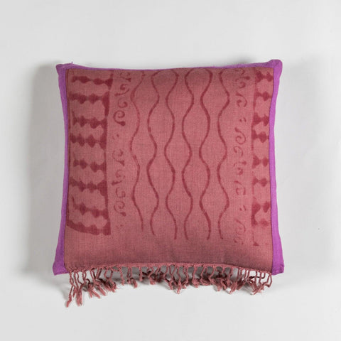 Block Printed 16x16 Cushion Cover, Purple & Lilac - Eyaas