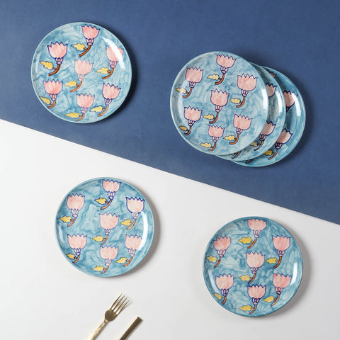 Kalamkari Ceramic Breakfast Plates Set (8 Inch)