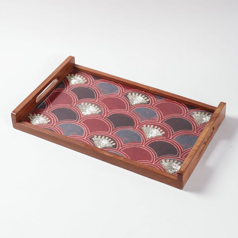 Sheesham Wood & Gota Work Ajrakh Large Tray