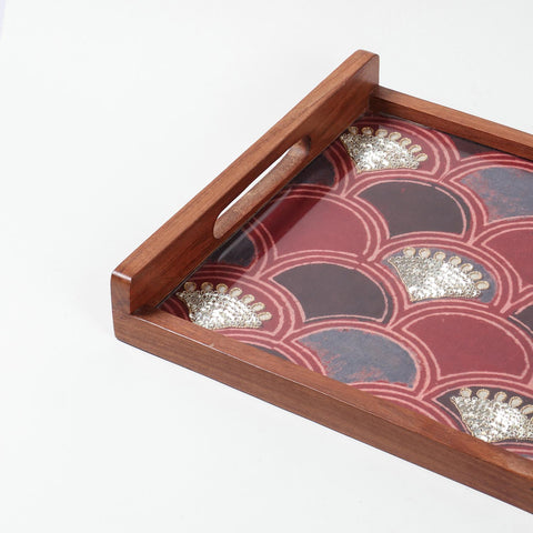 Sheesham Wood & Gota Work Ajrakh Large Tray