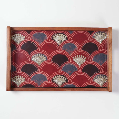 Sheesham Wood & Gota Work Ajrakh Large Tray