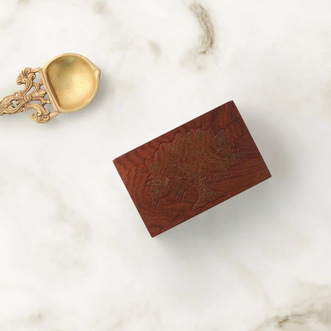 Tree of Life Brass Inlay Woden Box - Eyaas