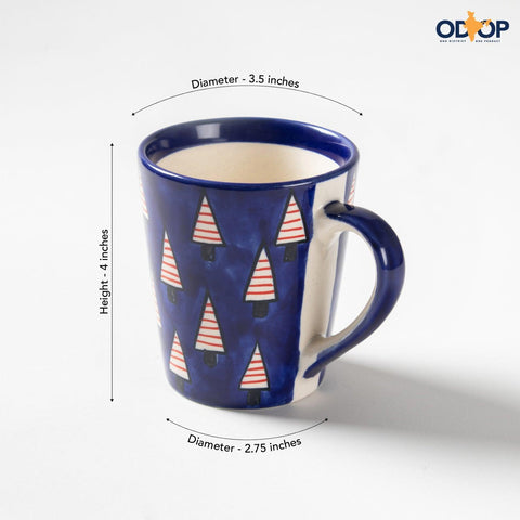 Christmas Ceramic Coffee Mug - Set of 2 (Grey and Navy Blue) - Eyaas