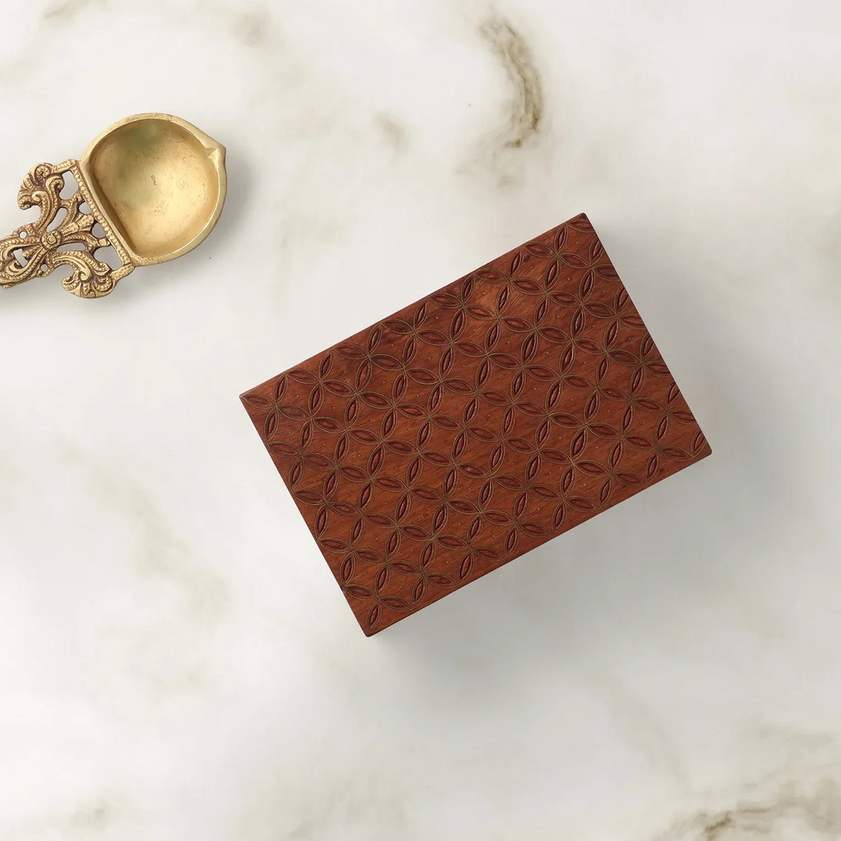Geometric Brass Inlay Woden Box