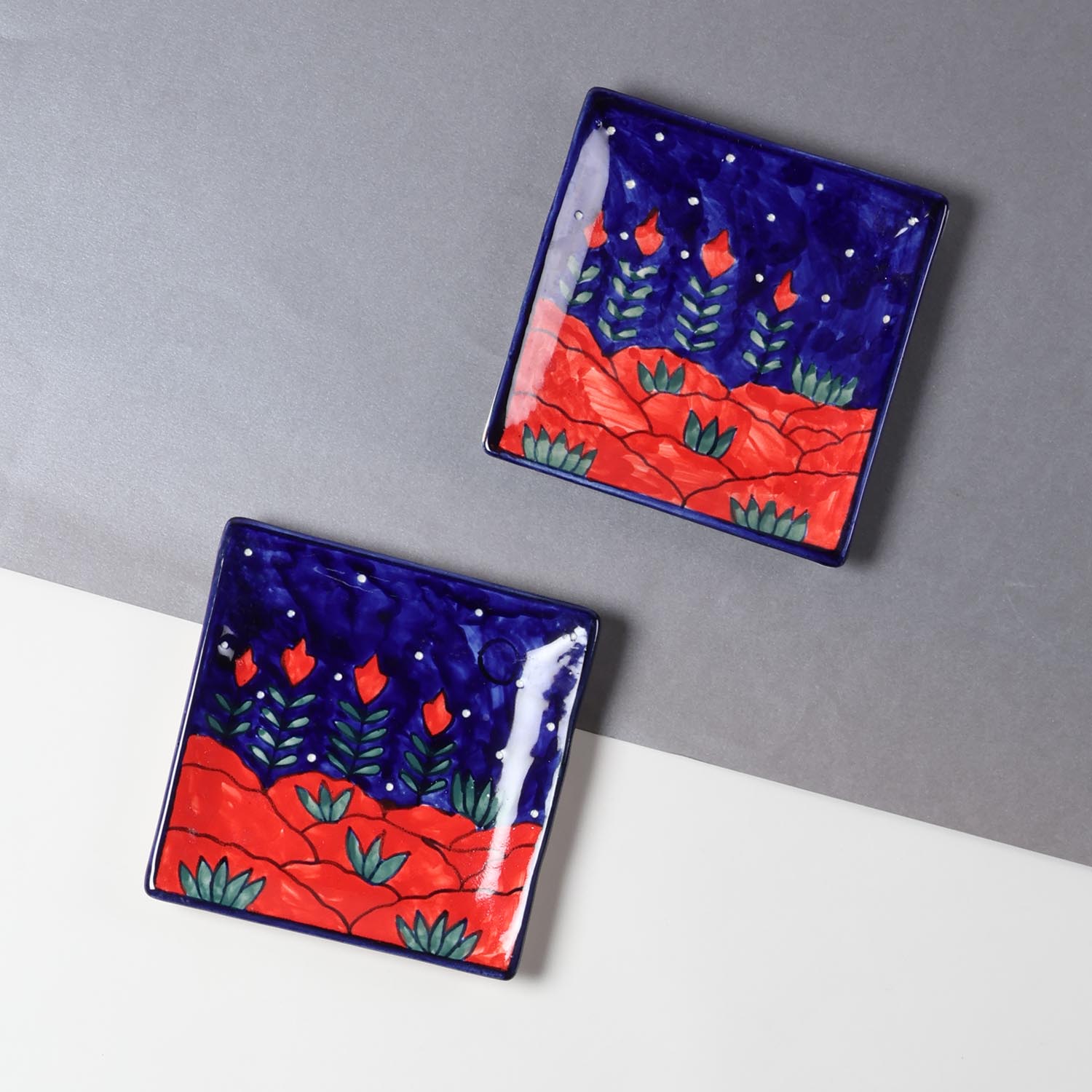 Mountain Ceramic Square Serving Platter Set of 2