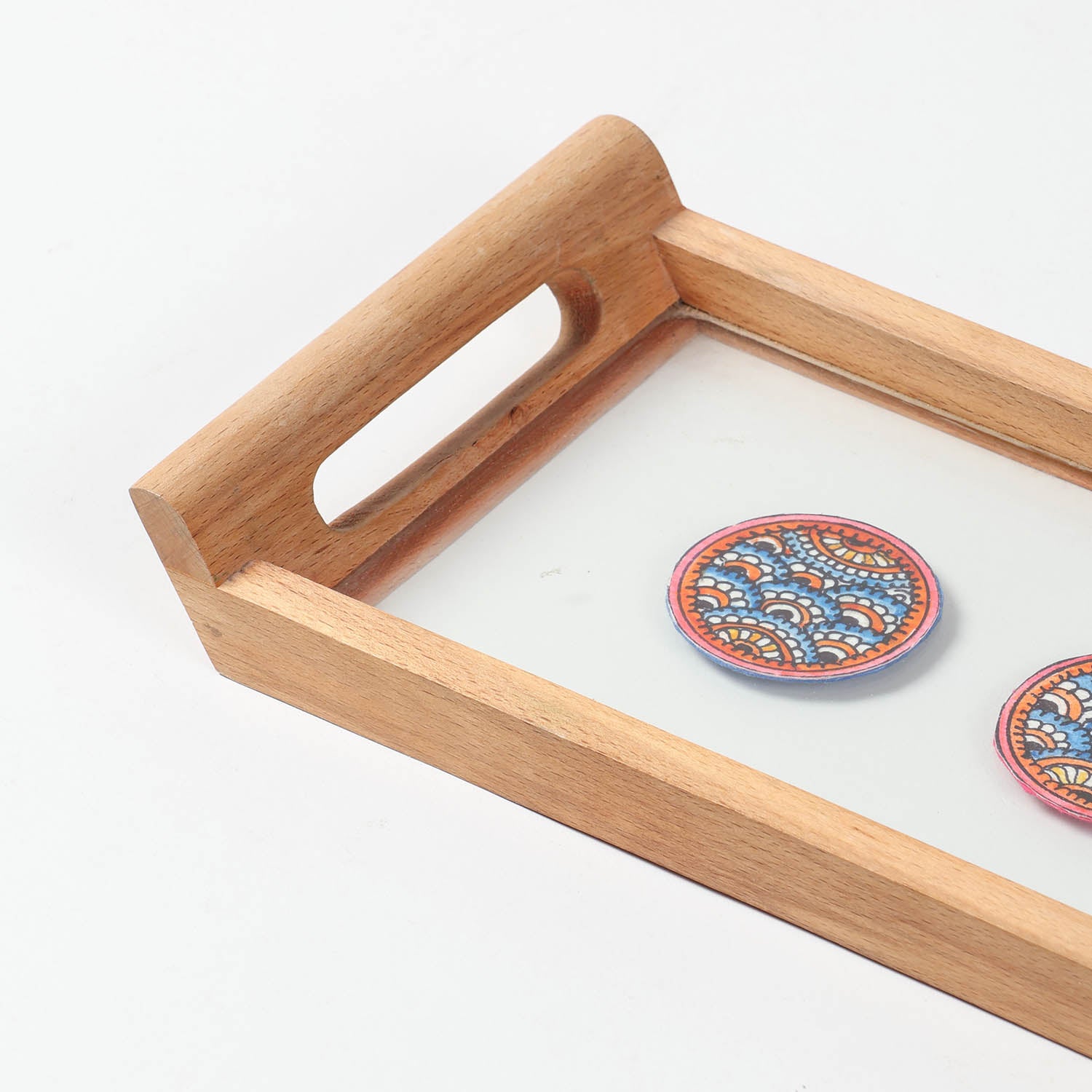 Sheesham Wood & Hand-Painted Paper Tray